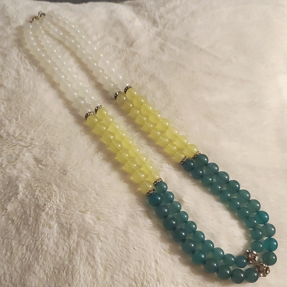 Long double strand bead necklace